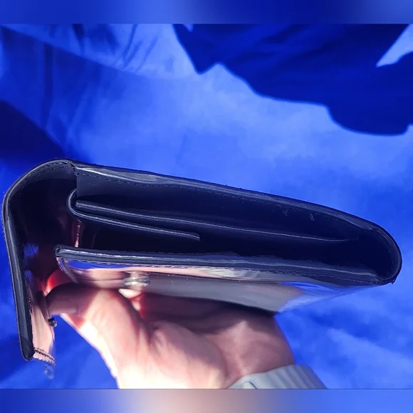 Prada Vintage Slate Gray Patent Leather Envelope Wallet - Picture 4 of 14